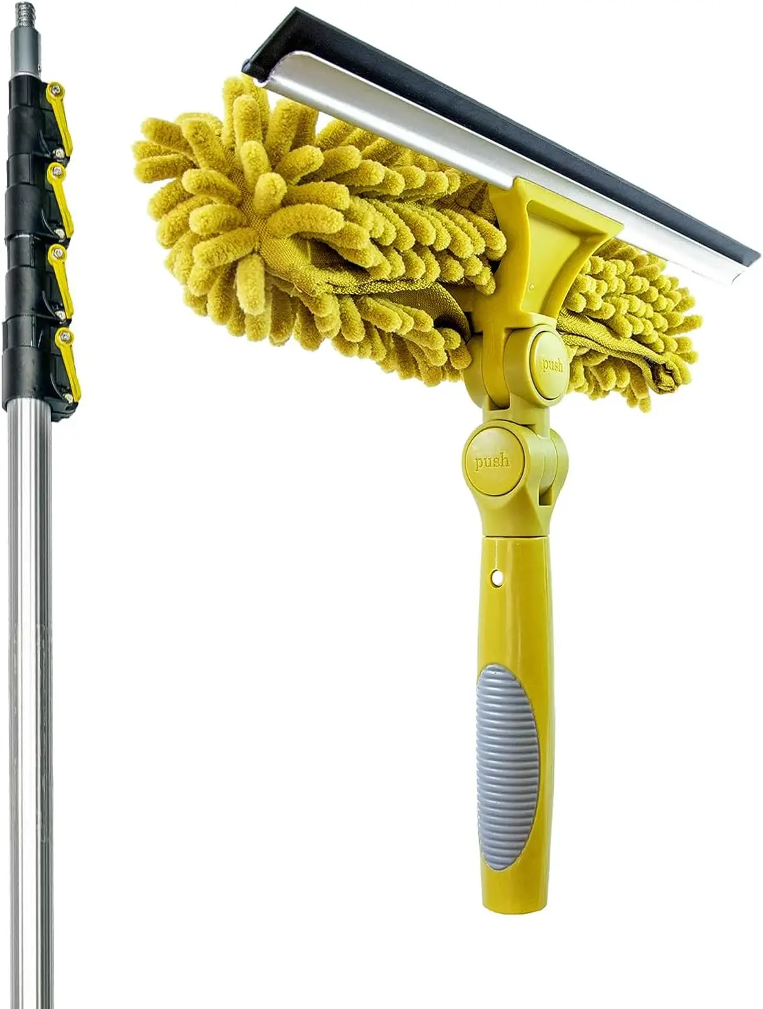 

30 ft Reach Window Washing Kit with 6 to 24 ft Telescoping Extension Pole, Window Squeegee and Scrubber Combo, Dual Pivot