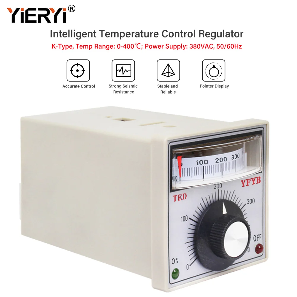 

Yieryi TED-2001 AC 380V Digital Temperature Controller K Type Relay 0°C-400 °C Intelligent Incubation Farm Planting Thermostat