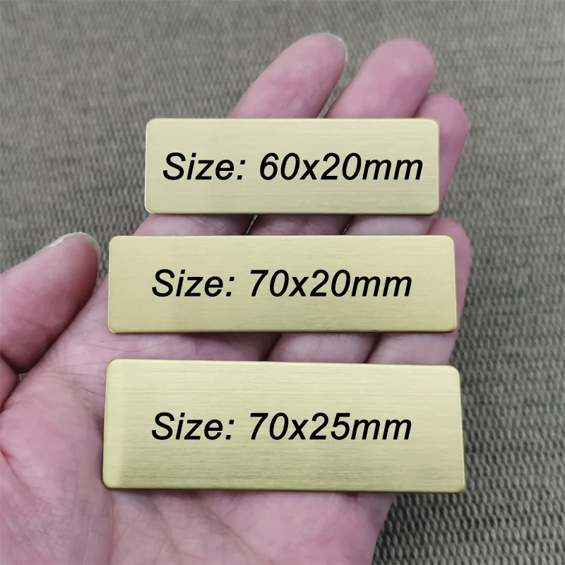 6x2cm 7x2cm 7x2.5cm Placa personalizada con logotipo grabado, insignia de identificación con Pin o respaldo de pegamento magnético