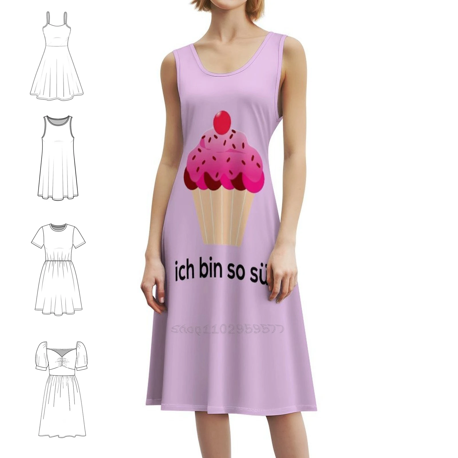 إيتش بن سو سو؟ فستان نسائي أنيق للحفلات على شكل حرف A مع خيارات قصيرة/طويلة/بدون أكمام Ich Bin So Sü؟ فروي أوسترن الألمانية #1