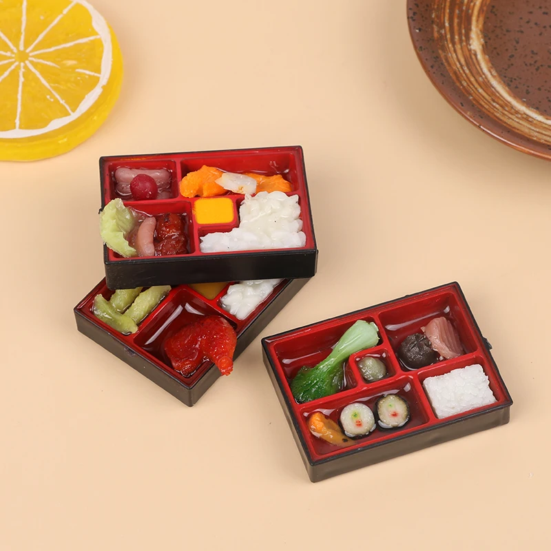 1Set 1:12 DollHouse Simulation Miniature Bento Box Fast Food Lunch Food Model DIY Dolls House Kitchen Scene Ornament Accessories