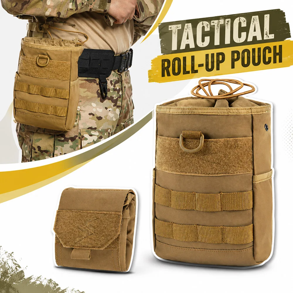 戦術用ロールアップダンプポーチ-molle-ドローストリング折りたたみ式マガジン回収バッグ-ポータブルユーティリティ収納ポーチ-ハンティング・シューティング用