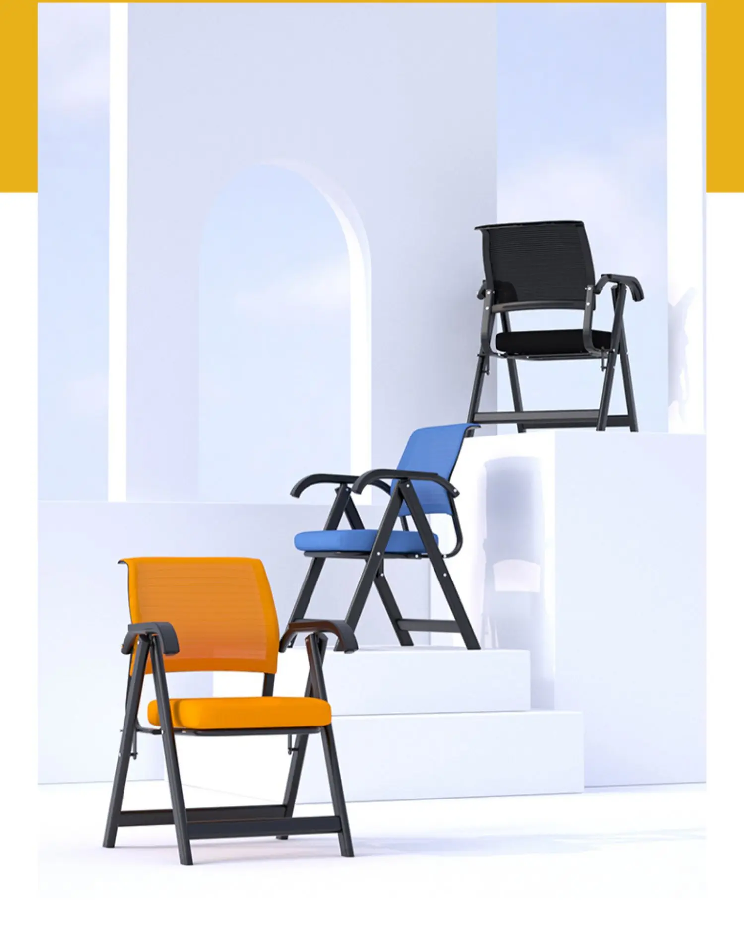 Comfortable Folding Office Chair Adjustable Backrest Desk Chair for Long Sitting Use for Study/ Meeting/ Gaming & Training