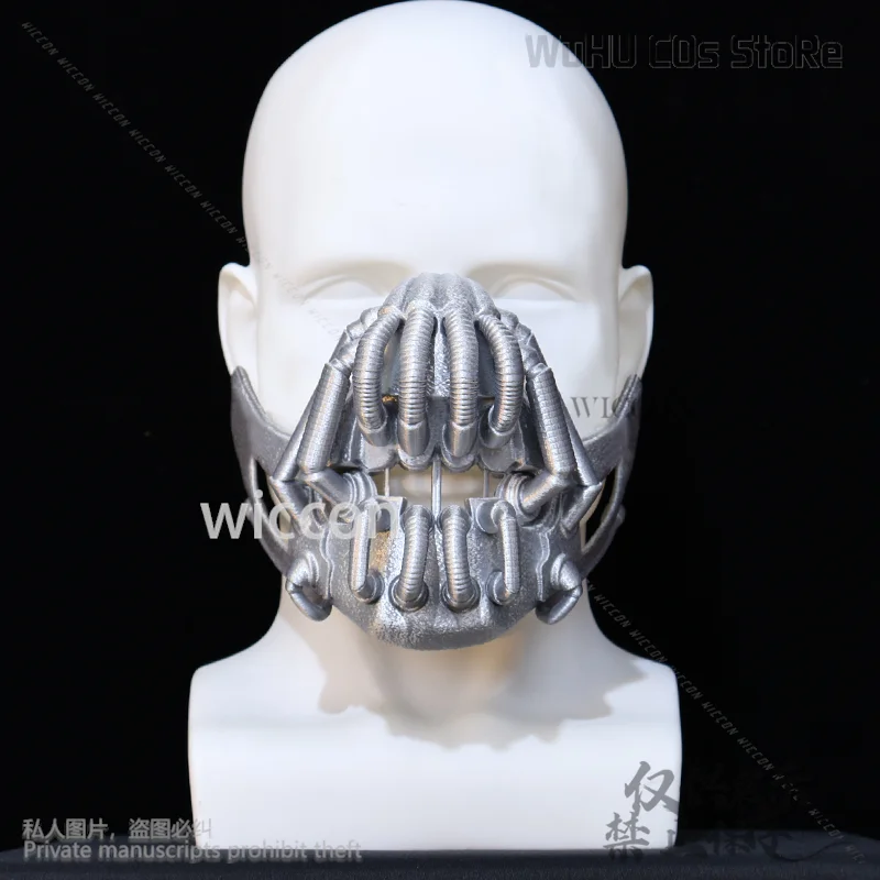 3D Polylactic Acid Dark Anime Movie Knight Cosplay Bane Silver Skull Mask Horror Halloween Christmas Party Man Cos Customized