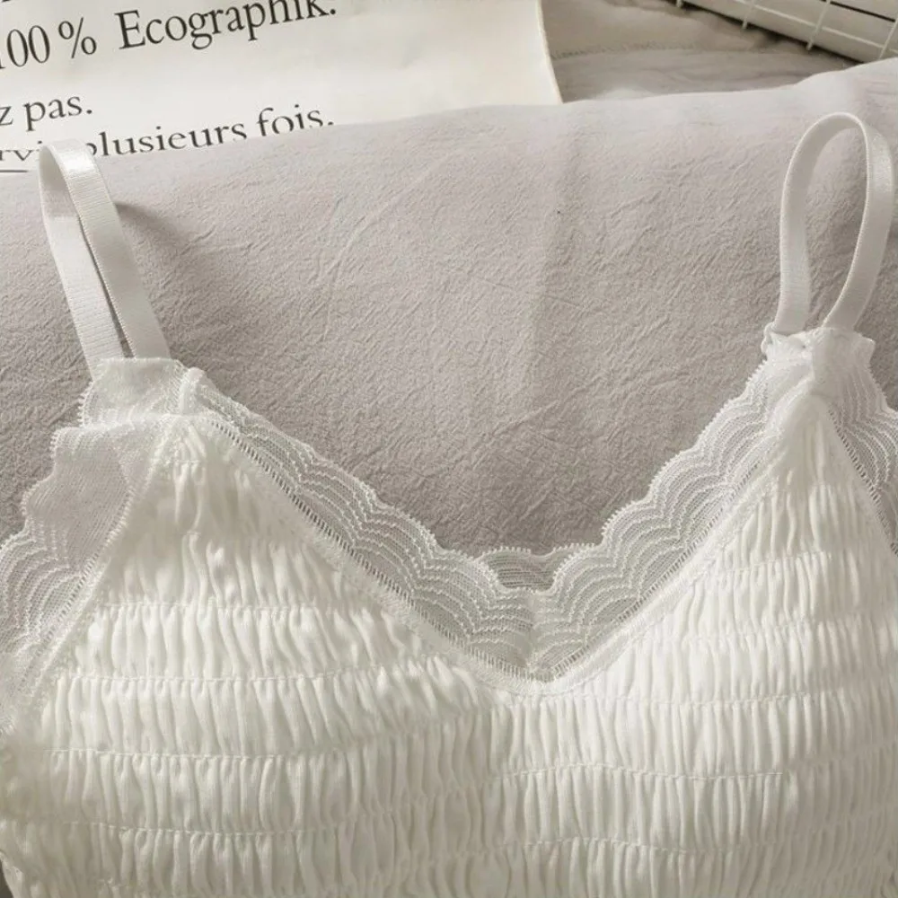 Skin Friendly Versatile Camisole Lace Solid Color Tube Tops Soft Built In Bra Tank Tops for Women