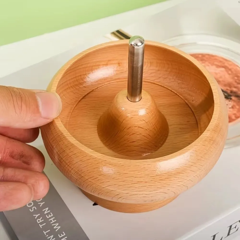 Easy Rotation Wooden Bead Spinner Solid Wood Wooden Electric Spinning Bead Bowl Automatic Speed with Needle Bead Loader Spinner