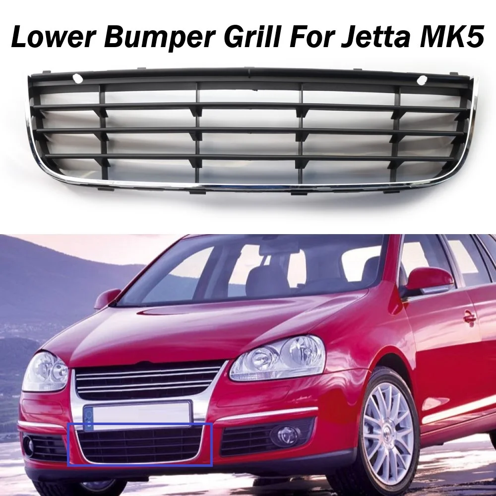 

Chrome Black ABS Front Lower Bumper Center Mesh Grill Grille Vent For Jetta MK5 2005-2009 1K0853677C Car Accessories