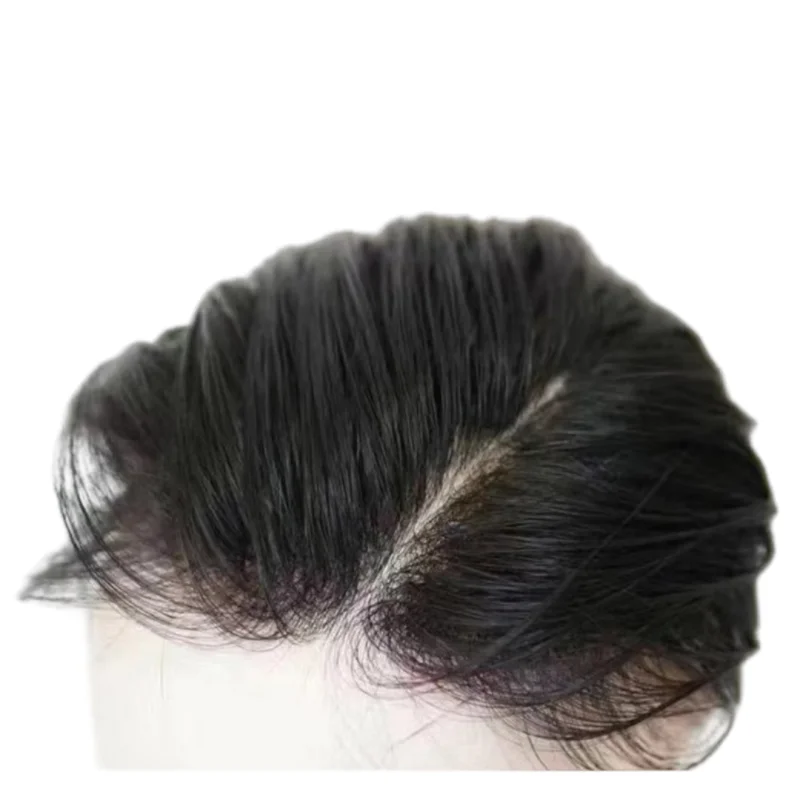 Thin Skin 0.1mm Natural Hair Men Toupee Human Hair Men Wig Replacement Systems Hair Piece Prosthesis Capillary Male Wig