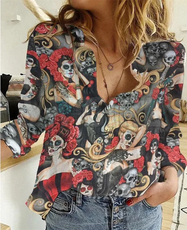 

Day Of The Dead Good Casual Shirt 3D Printed Button-down Shirt Casual Unique Streewear