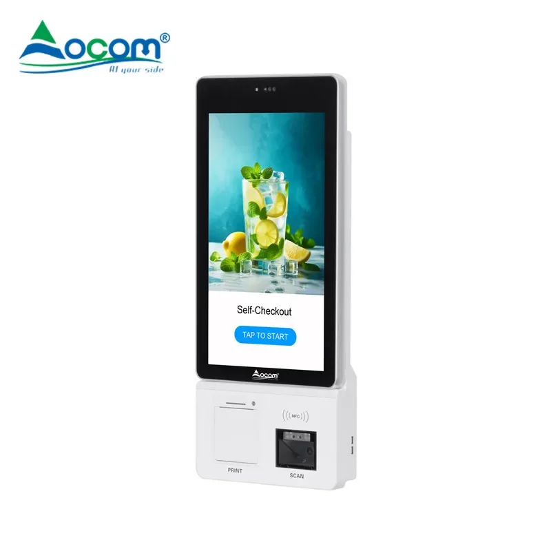 OCOM POS-K004 Sistema pos de 21,5 polegadas Android Windows Quiosque com tela sensível ao toque Quiosque de estacionamento externo