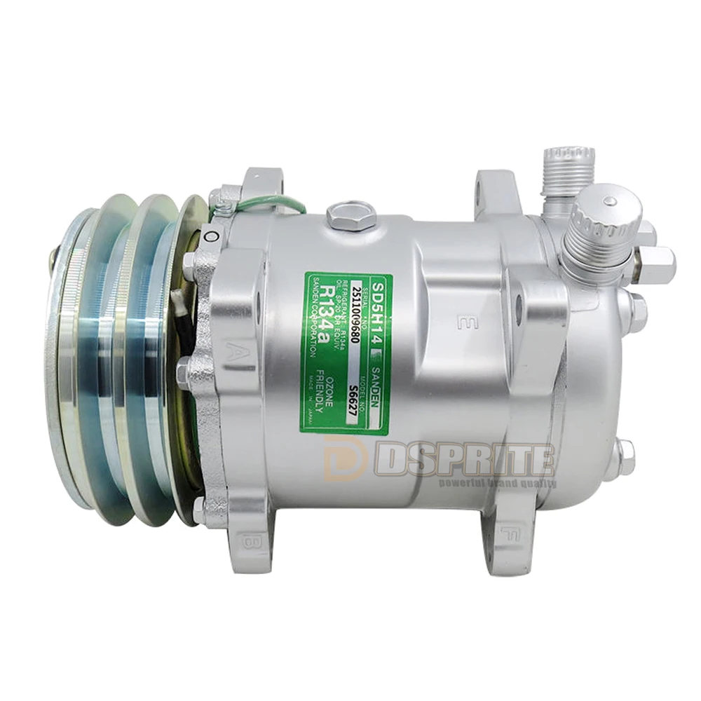 Sanden 508 SD508 AC Compressor sanden 5h14 Tractor Excavator Heavy Duty Truck 12V / 24V 2 Groove V Blet Pulley