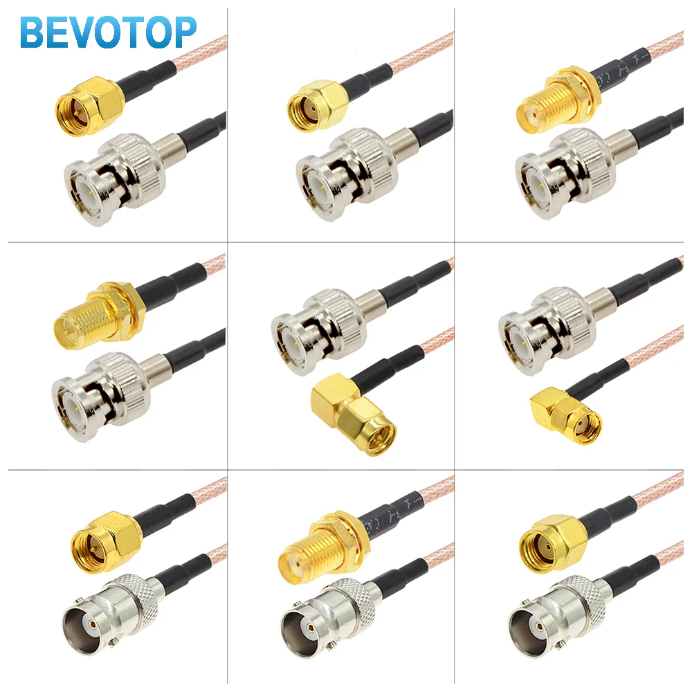 1PCS RG316 Kabel BNC Stecker auf SMA Stecker RF Koaxial Konverter Stecker Zopf Jumper Kabel Gerade Neue 10CM ~ 20M