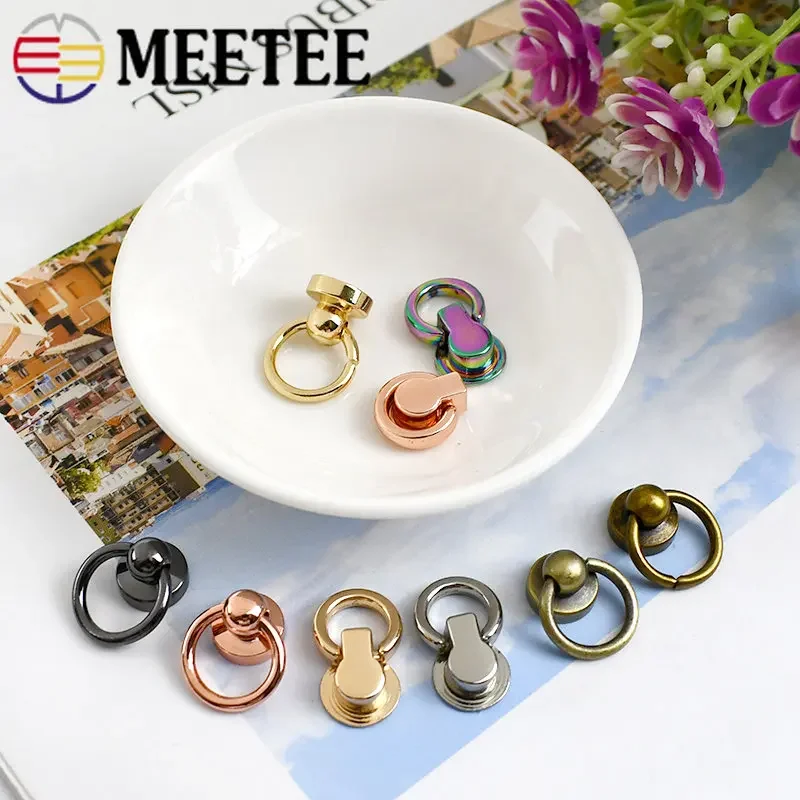 Meetee 5/10/20pcs 10mm Metal Bags Rivet Nail Buckle Swivel Screw Studs Button Handbag Chain Hanger Leather Craft Accessories