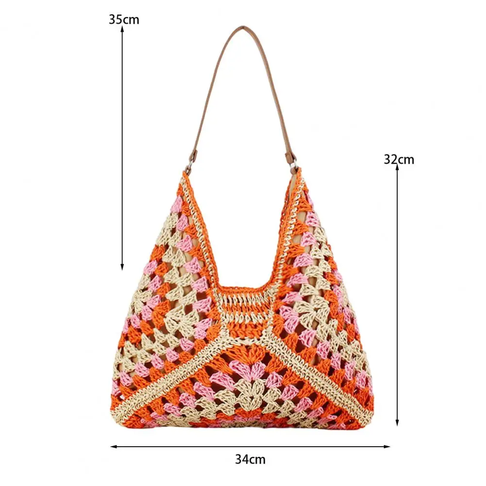 Лето 2025 года, соломенная вязаная сумка, ажурная большая сумка, однотонная пляжная сумка на плечо, праздничная дорожная сумка, кошелек на плечо в стиле бохо