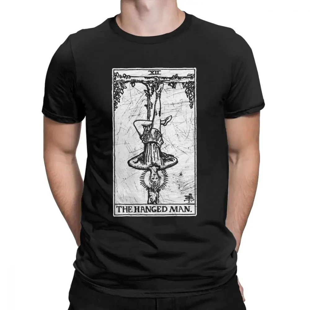 Men's The Hanged Man Tarot Card Major Arcana Fortune Telling Occult T Shirts Pure Cotton Short Sleeve Tee Shirt Present T-Shirts