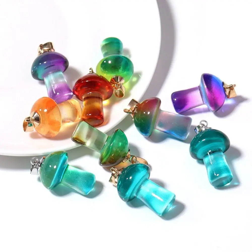 Fashion Mushroom Glass Pendants Handmade Creative Loose Beads cute Colorful Glass DIY Jewelry Accessories Gift Making