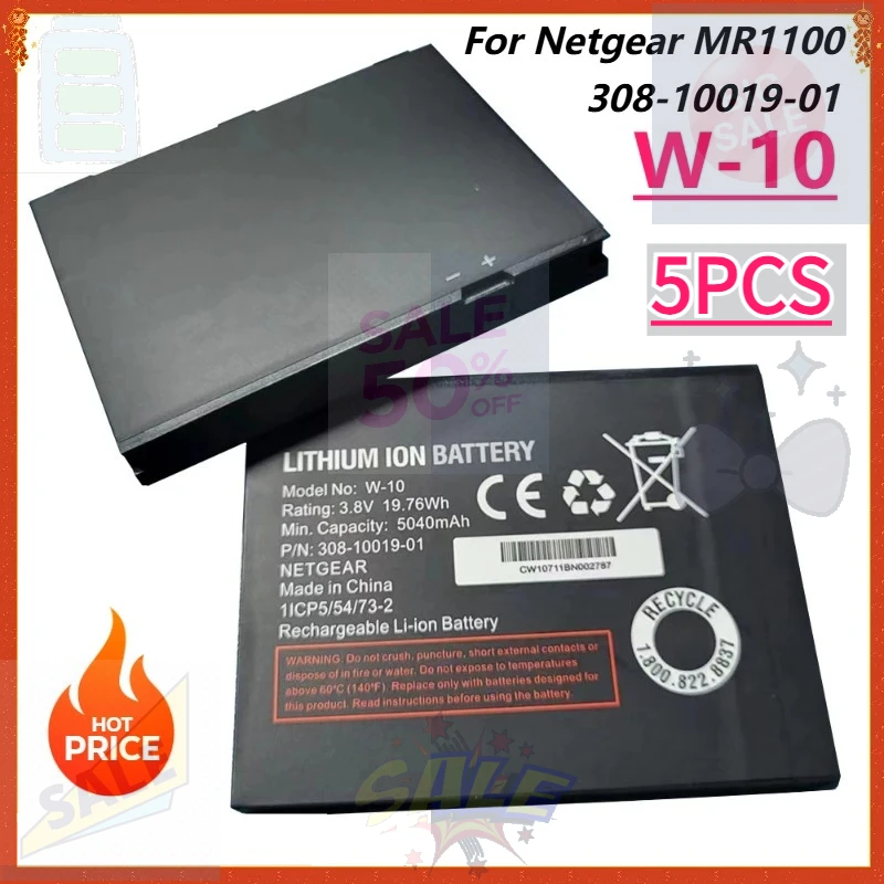5pcs/lot W-10 3.8V 5040mAh Replacement Battery for NETGEAR Nighthawk M1 MR1100 W10 Wireless Router Battery 4G Network Device