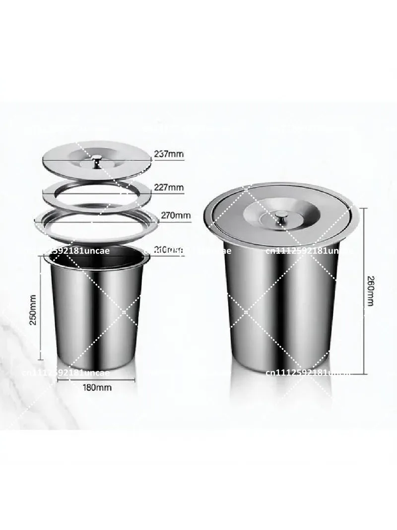 

8L Stainless Steel Kitchen Countertop Built-in Trash Can, Hidden Embedded Waste Bin for Home