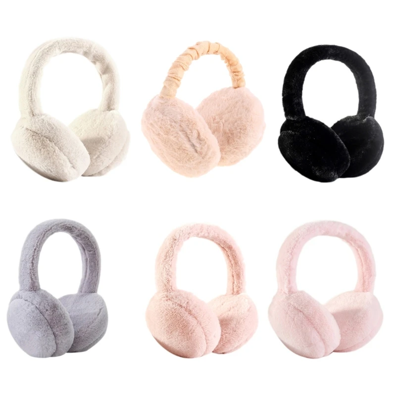 

Unisex Winter Warm Faux Furry Earmuffs Headband Solid Color Foldable Ear Warmers