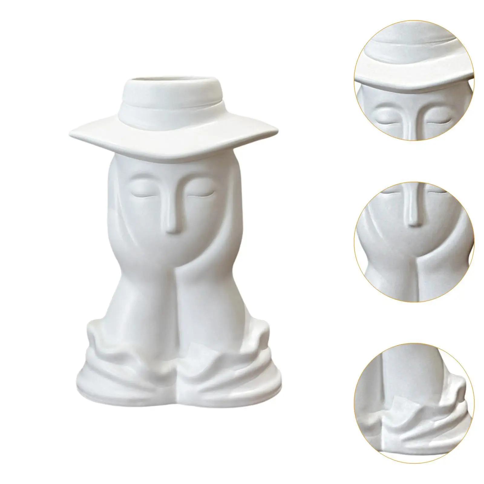 مزهرية وجه من الراتنج، مزهرية على شكل زهرة نصف الجسم لغرفة المعيشة على الرف المركزي #5