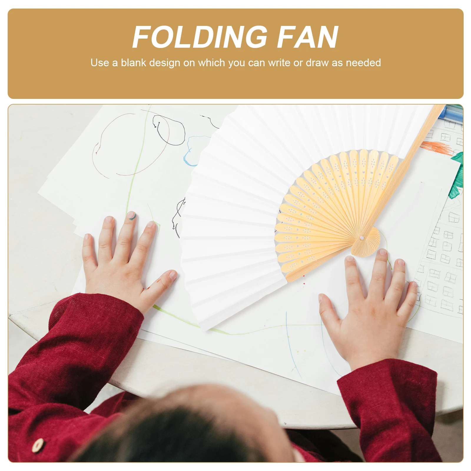 

8pcs Children Painting Paper Fans Handheld DIY Folding Decoration Kids Craft Gift for Party Festivals
