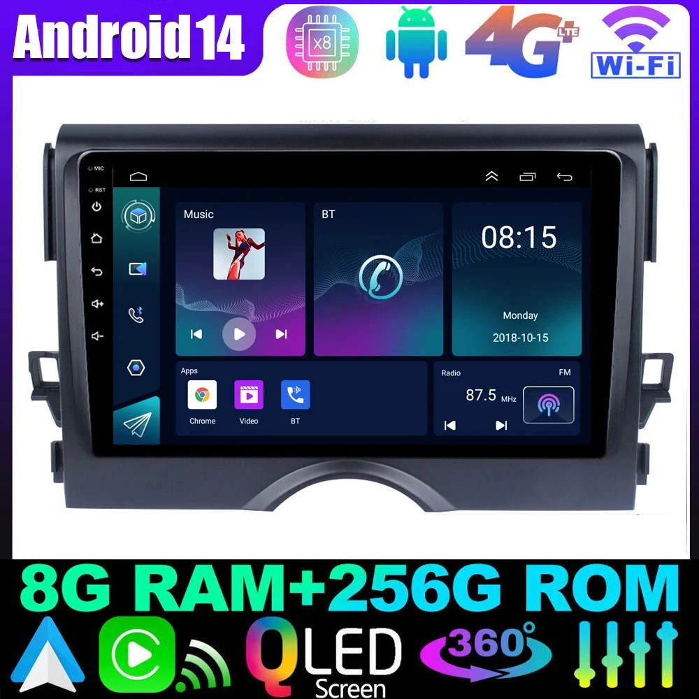 

For TOYOTA REIZ Mark X 2010 2011 - 2015 Android 14 Multimedia Navigation GPS Video Autoradio Player Car Stereo Wireless Carplay