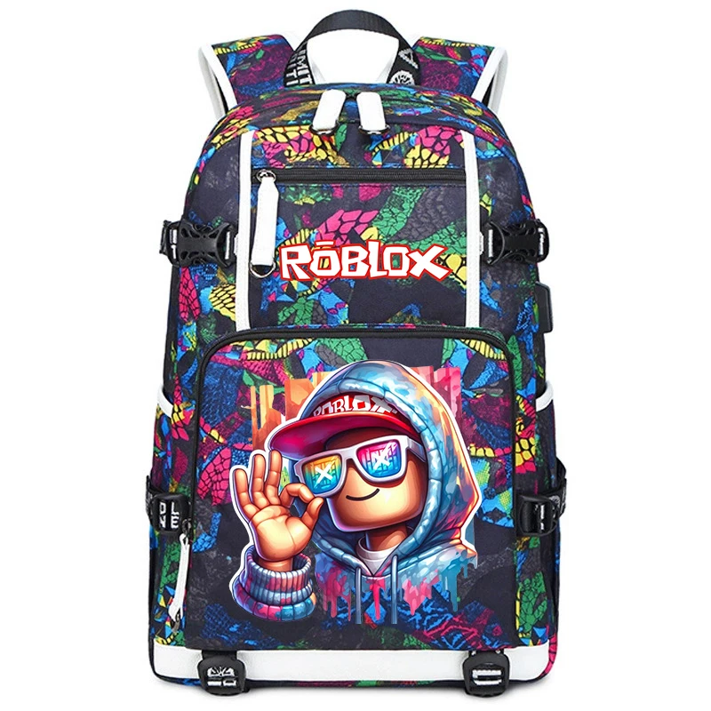 

Детский рюкзак с принтом персонажей Roblox, школьная сумка унисекс большой вместимости для мальчиков и девочек