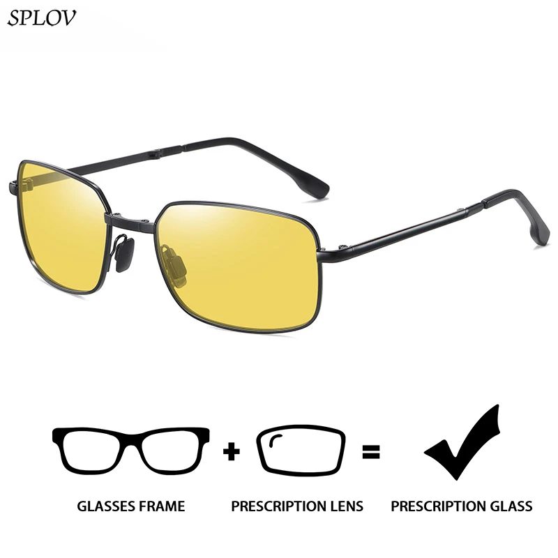 

SPLOV Men's Prescription Sunglasses Fashion Foldable Design Frame Professional Customization HD Lens Myopia Glasses