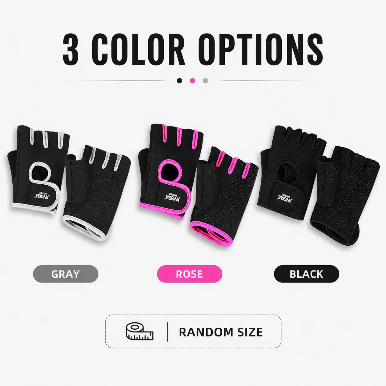 Half Finger Fitness Gloves Random Size Gym Workout Cycling Training Gloves Breathable Non Slip Grip for Men Women 3 Colors Pairs