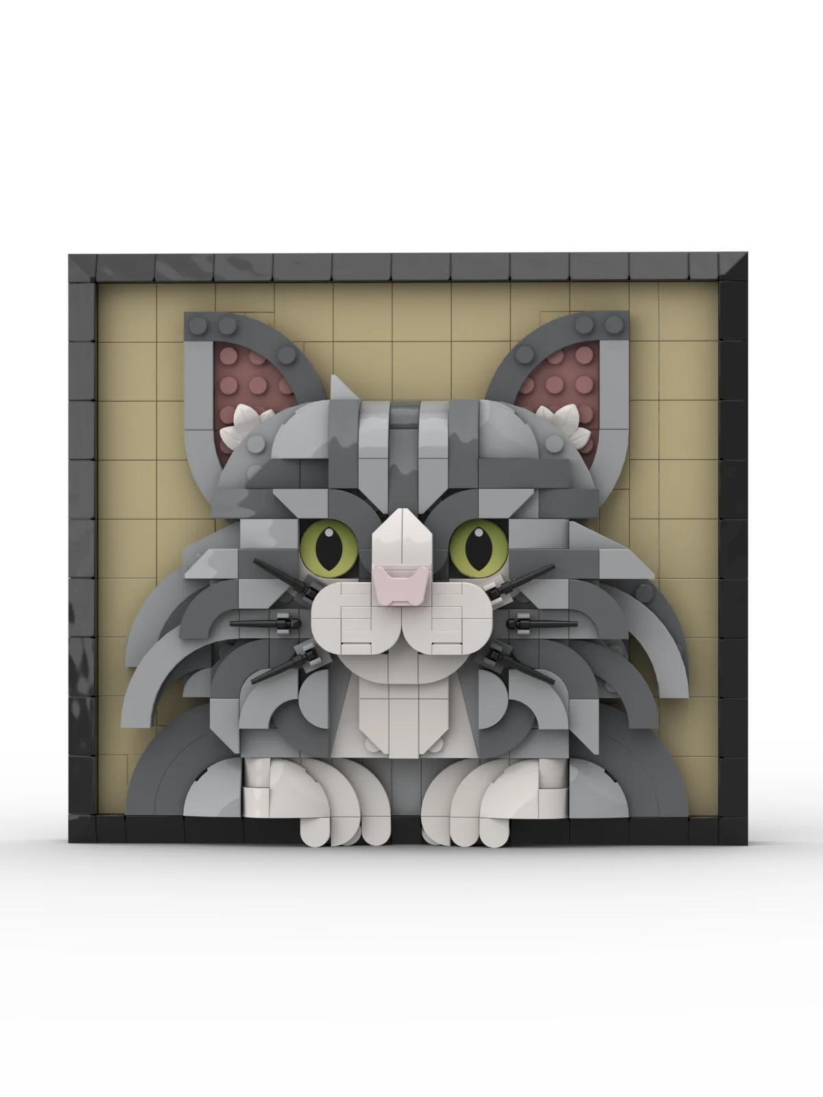 546PCS Maine Coon Portrait Kits Frame Creative Cat Model ,Education Toy Assembly Painting, Cat Slave Adult Gift