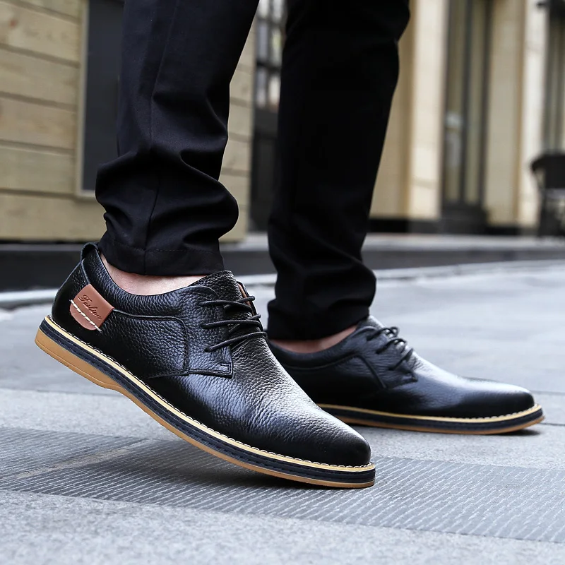 Men Oxfords Genuine Leather Dress Shoes Brogue Lace Up Italian Mens Casual Shoes Luxury Brand Moccasins Loafers Plus Size 38-48