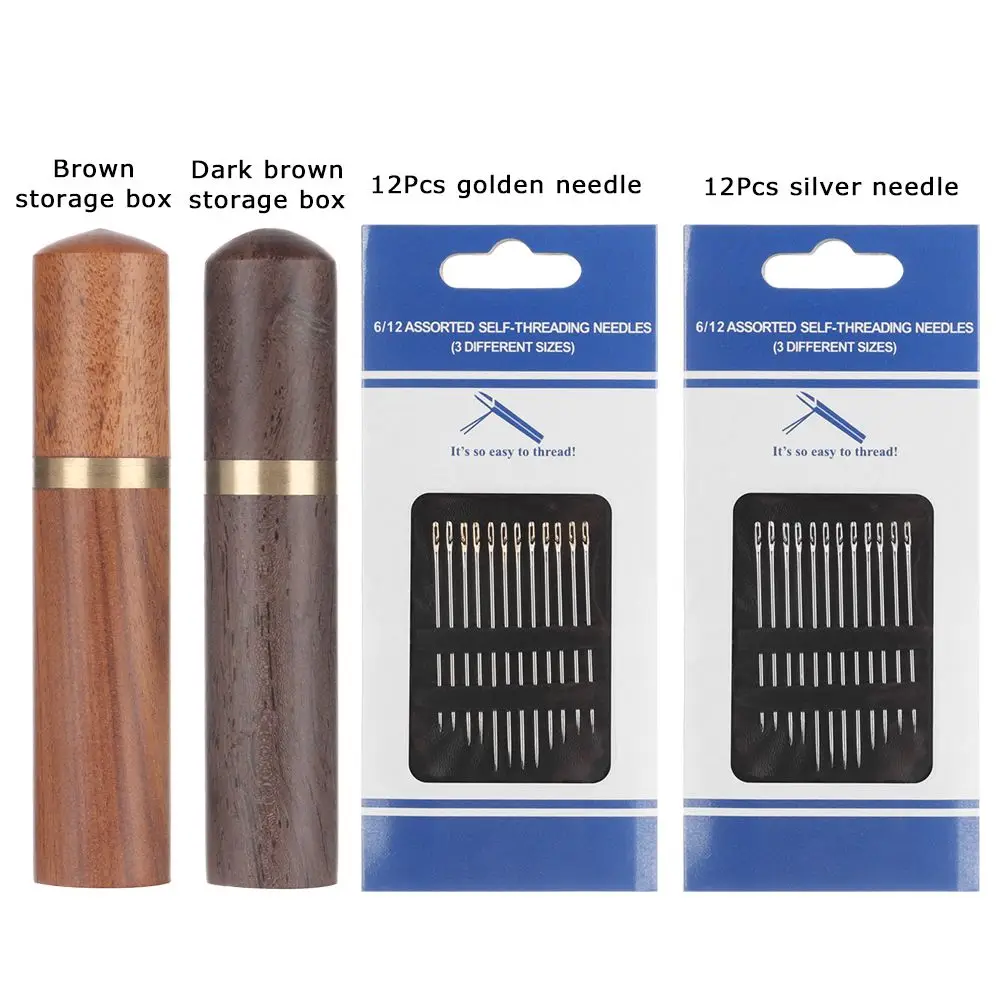 Storage Box Household Needlework Wooden Needle Case Self Threading Needles Embroidery Sewing Tools Hand Sewing Needles