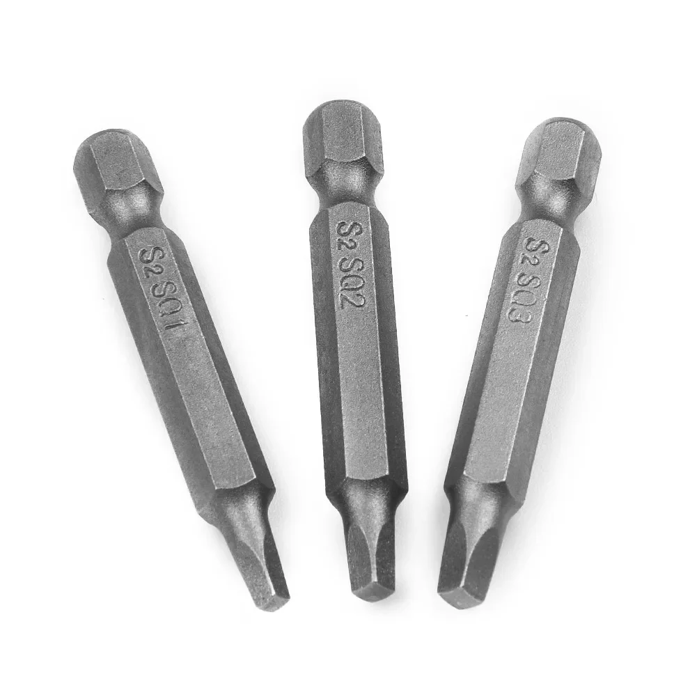 

3pcs 50mm Magnetic Security Bit Set Tamper Proof Screwdriver Bits 1/4" Square Head Driver Bits SQ1,SQ2,SQ3 Magnetic Screwdriver