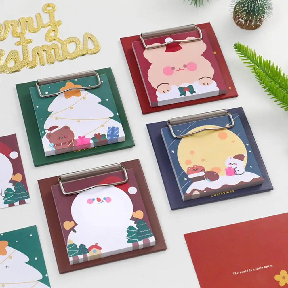Bloc de notas de oficina papelería portátil práctica estudiante dibujos animados árbol de Navidad muñeco de nieve Bloc de notas para el hogar