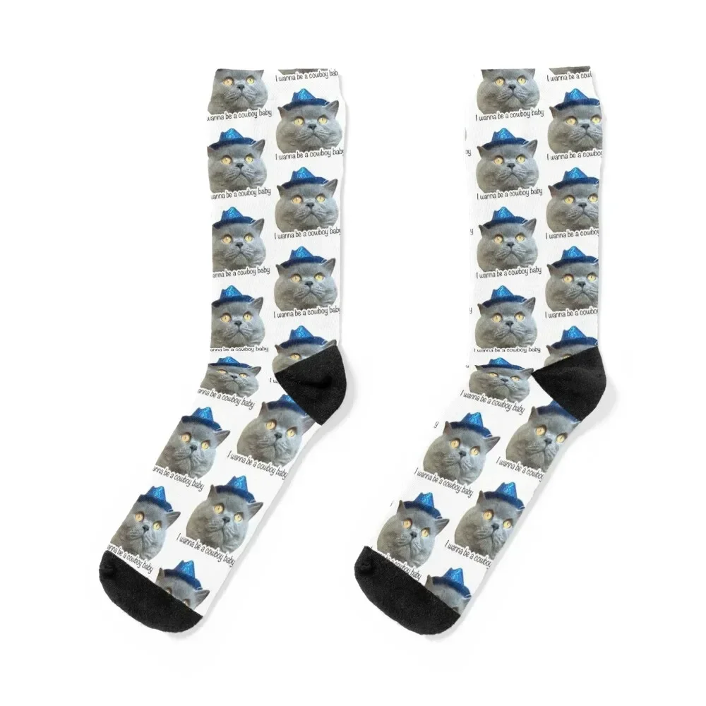 

Cowboy hat cat Socks FASHION moving stockings Ladies Socks Men's