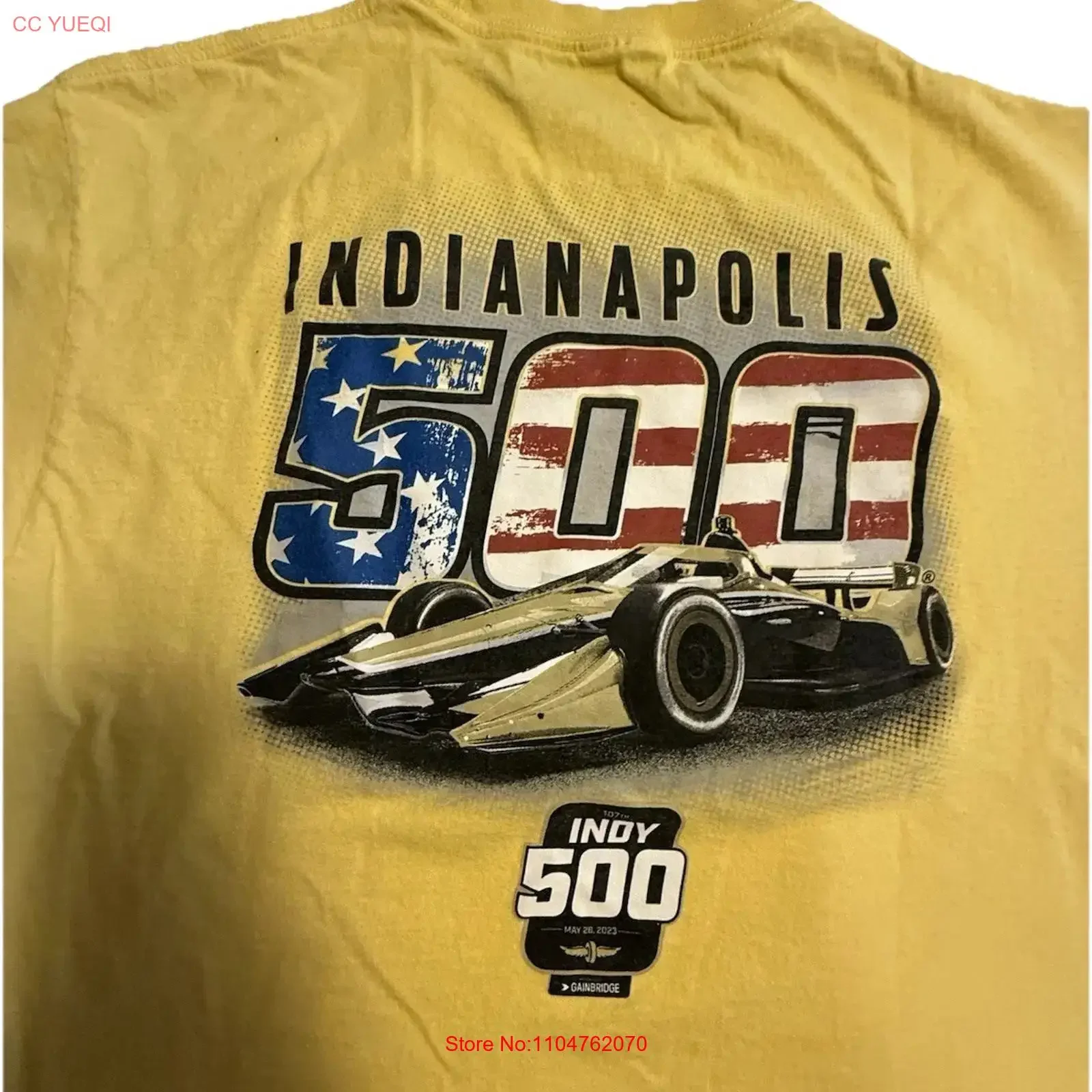 Camiseta amarilla de la carrera Indianapolis 500 2023, 107.ª carrera de Indycar, sin etiqueta, talla mediana, estilo vintage, lavada, para uso diario, versátil