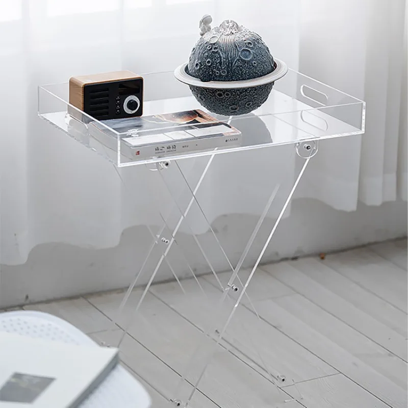 

Portable, transparent acrylic folding table, Internet celebrity model, simple bedside storage, ins, bedroom small side table