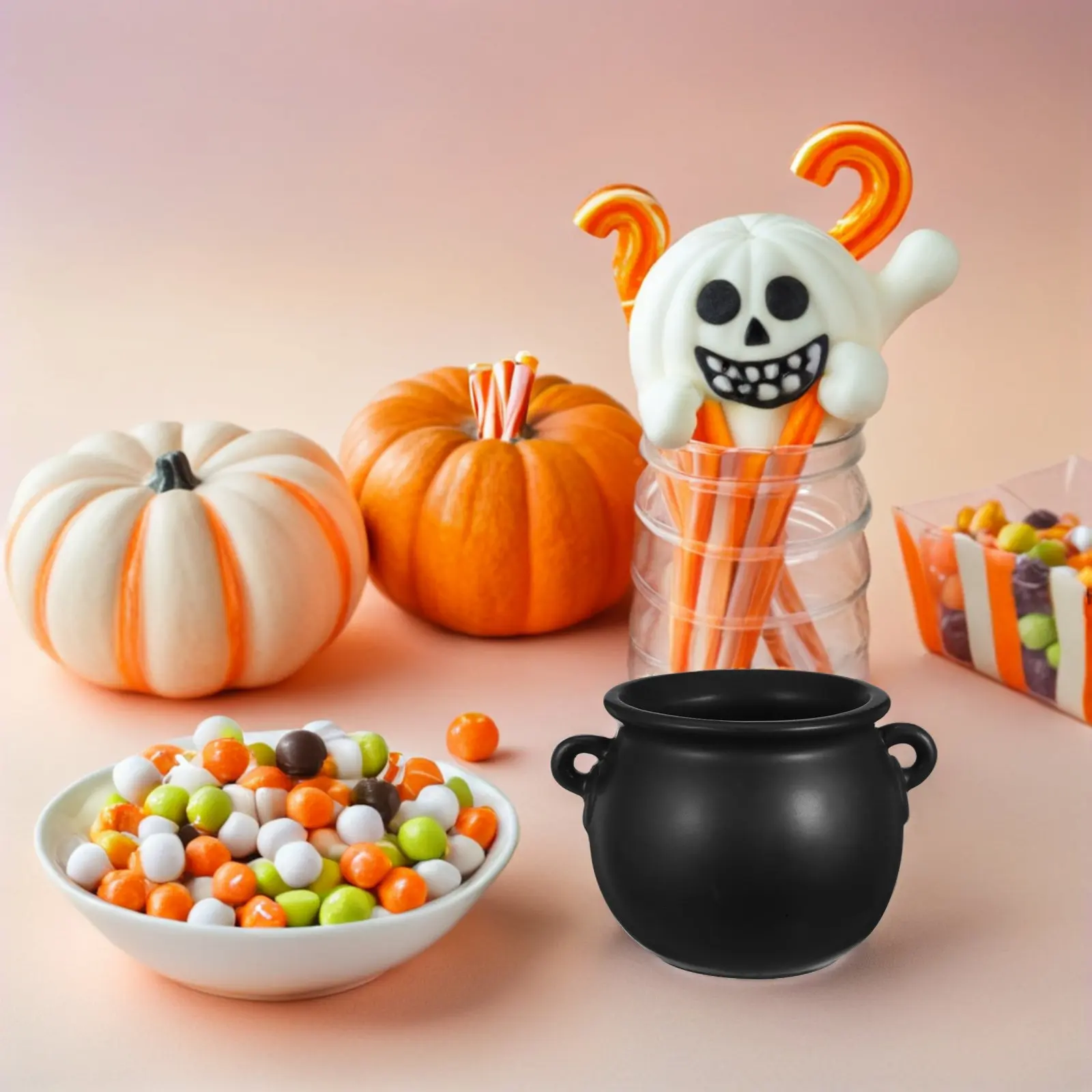 Ceramic Witch Bowl Black Cauldron Pot Halloween Decor Cookie Jar Candy Serving Bowls Decorative Platter