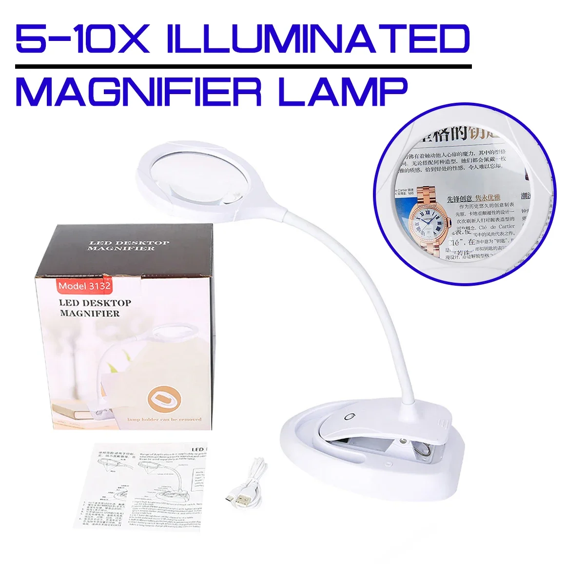 

Foldable Magnifier Illuminated Lamp LED Handheld Magnifier 5-10X Reading Magnifying Glass Lens Loupe With 15 LED Lights