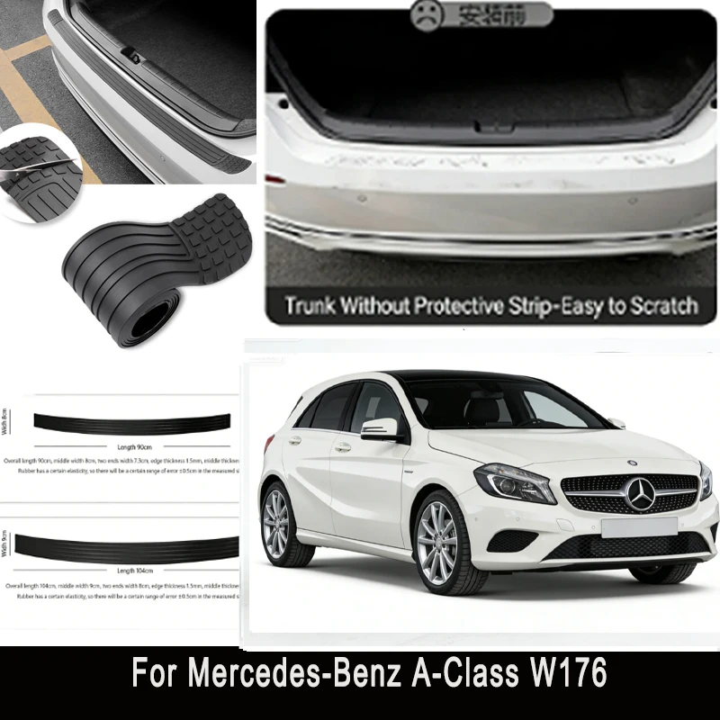 

For Mercedes-Benz A-Class W176 Rear Trunk Guard Plate Sticker Car Rear Bumper Trim Anti-Kicked Scratch Protector Sticker Strip