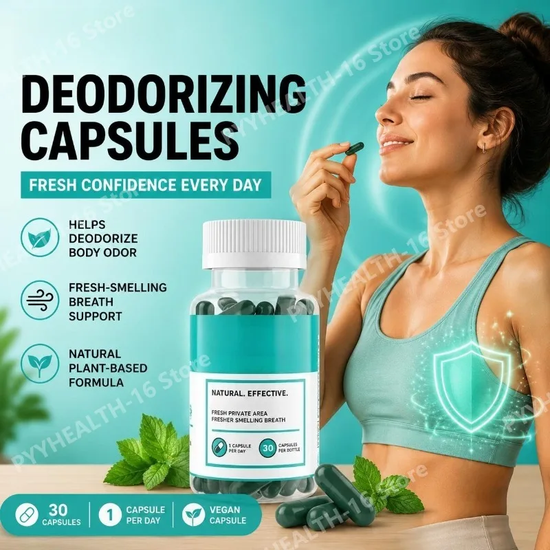 Chlorophyllin Capsules with Parsley and Peppermint for Internal Freshness, Breath Support and Wellness Routine, 30 Capsules