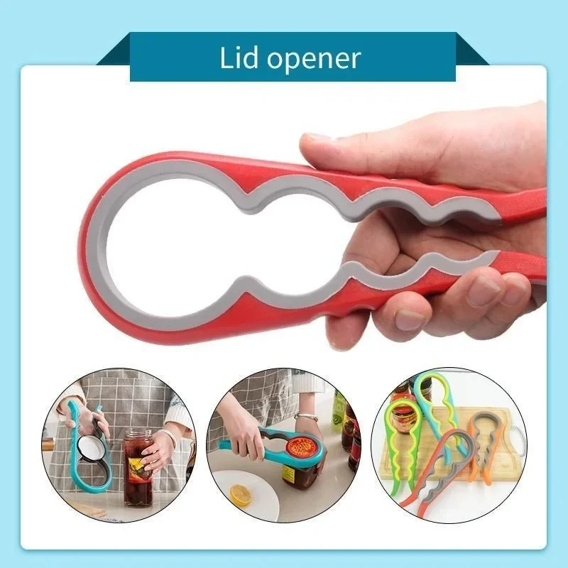 4 in 1 Multi-Function Non Slip Colorful Can Opener Tool Get Lids Off Easily Jar Opener Bottle Opener Jar Gripper for Weak Hands