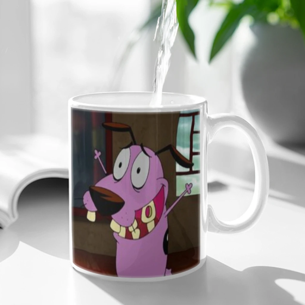 Cartoon T-COURAGE C-Cowardly Dogs 11oz Afternoon Tea Mug Multifunctional Ceramic Coffee Mug Porcelain Coffee Cup Drinking Cup