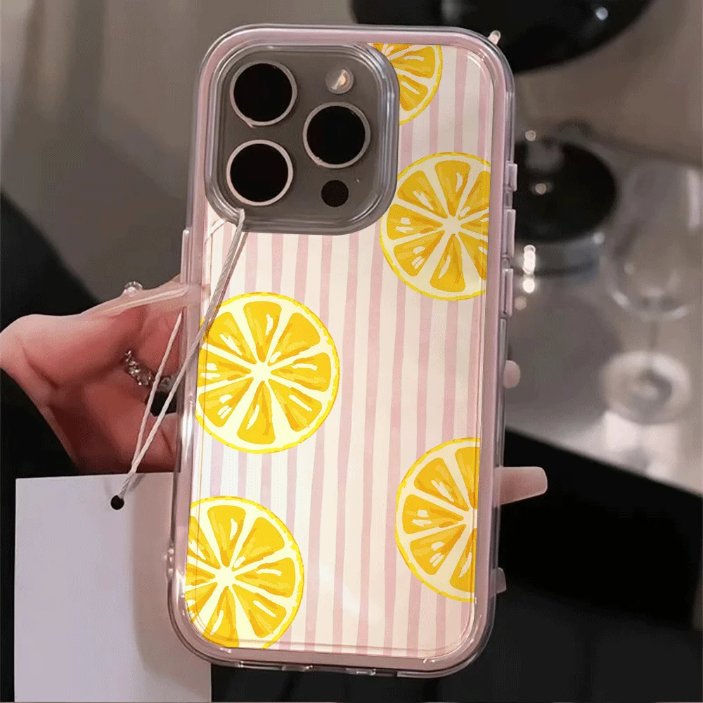 TPU Shockproof Phone Case For Samsung Galaxy S26 S25 S24 Plus S23 S22 Ultra A57 A55 A54 A37 A35 A16 Edge Lemon Pink Lines Cover