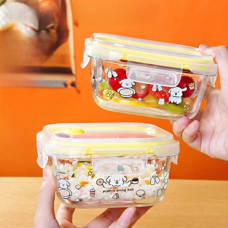 2026 New Glass Lunch Box Freshness Preservation Microwave Oven Refrigerator Special Heating Lunchbox with Rice for Office Wor...