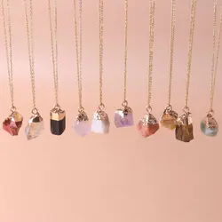 Dainty Charm Necklace Natural Raw Stone Pendant Adjustable Lucky Protection Jewelry Gift Energy Healing & Relax Anxiety Jewelry