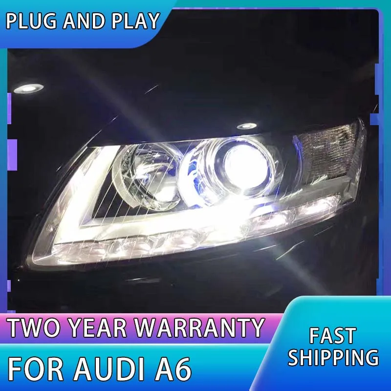 For Audi A6 Headlights 2005-2011 A6 C5 C6 LED Headlight LED Headlight DRL Hid Head Lamp Angel Eye Bi Xenon Car Styling