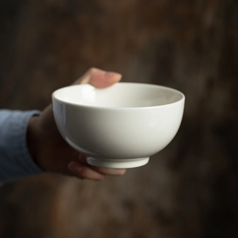 

Simple Solid Beige Ceramic Bowl 5inches ROund Cute Rice Bowl Home Kitchen Daily Breakfast Congee Bowl Household Tableware