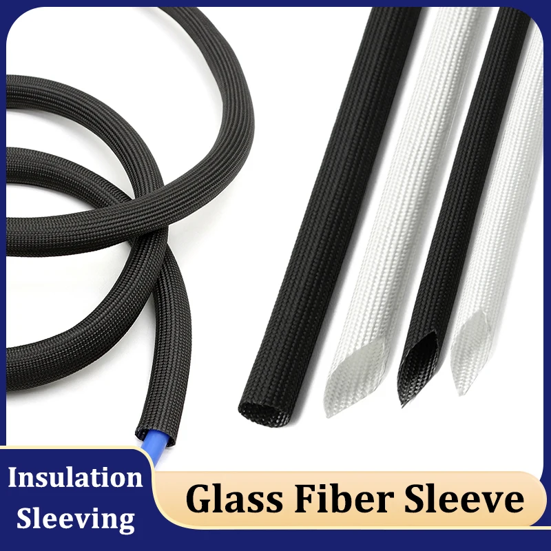 

High Temperature Fiberglass Sleeve 1 2 4 6 8 10 12 14 16 20 25 30 40 50mm Braided Glass Fiber Tube Wire Protect Wrap Sleeving