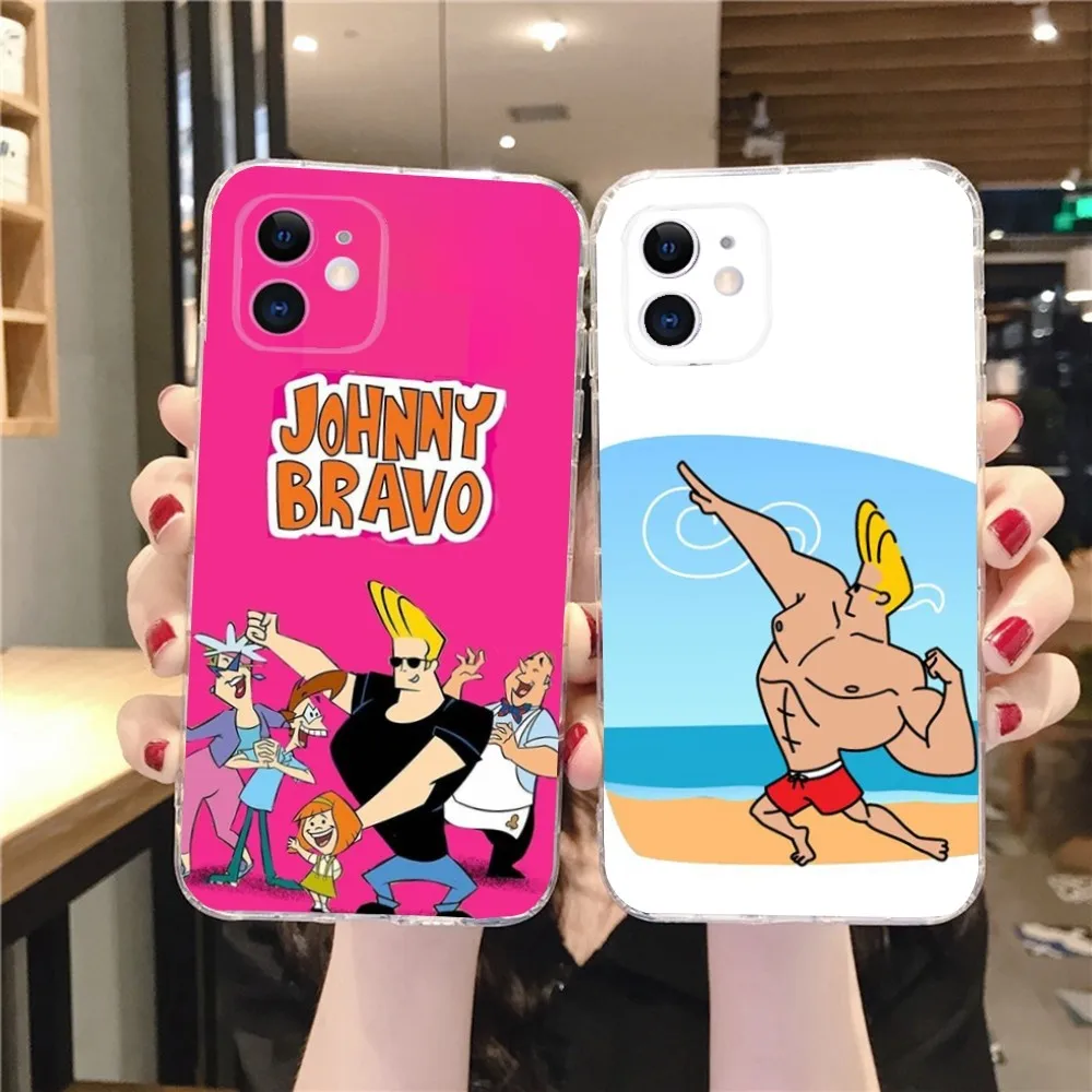 J-Johnny Bravo-S Phone Case For IPhone 12,13,Mini,11,15,Pro,MAX,XR,XS,7,X,SE,8,14Plus Clear Soft Cover Fundas